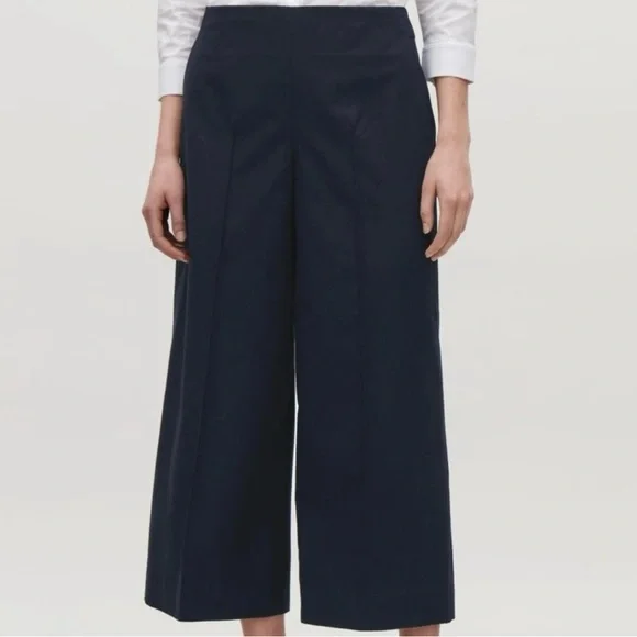 COS Cotton Wide Leg Cropped Trousers - Picture 3 of 16